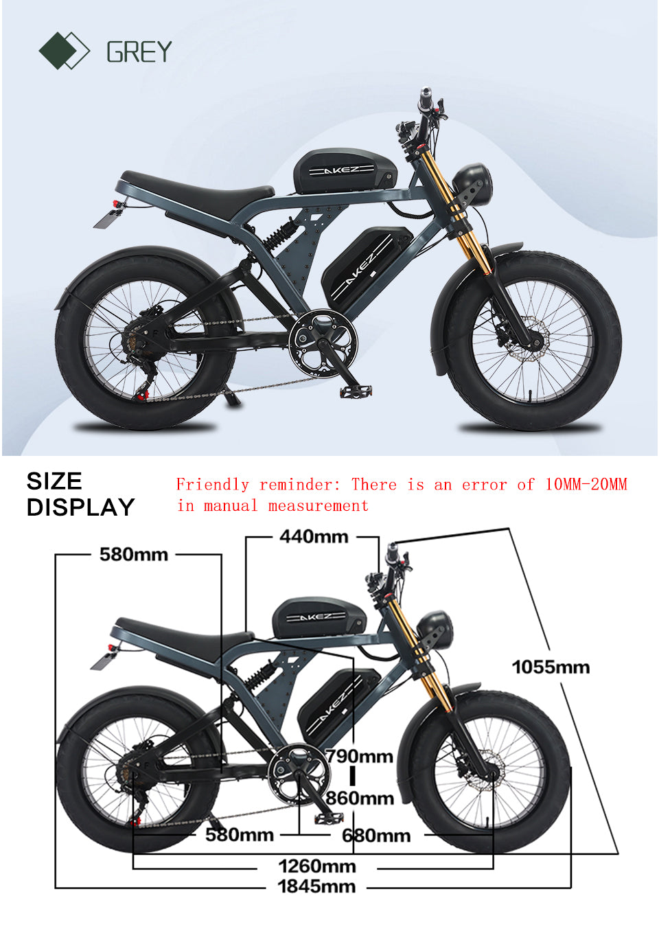 AKEZ King Kong 1500w Dual Battery E-Bike